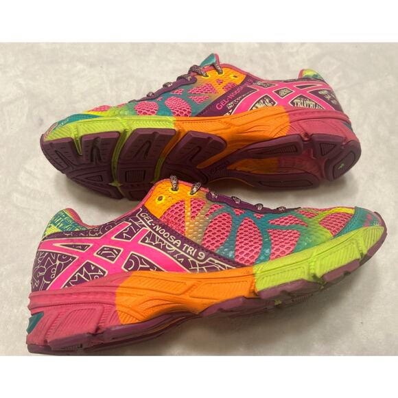 ASICS Womens Gel Noosa Tri 9 Size 5.5 Running Shoes Multicolor Green C401N - Picture 6 of 9